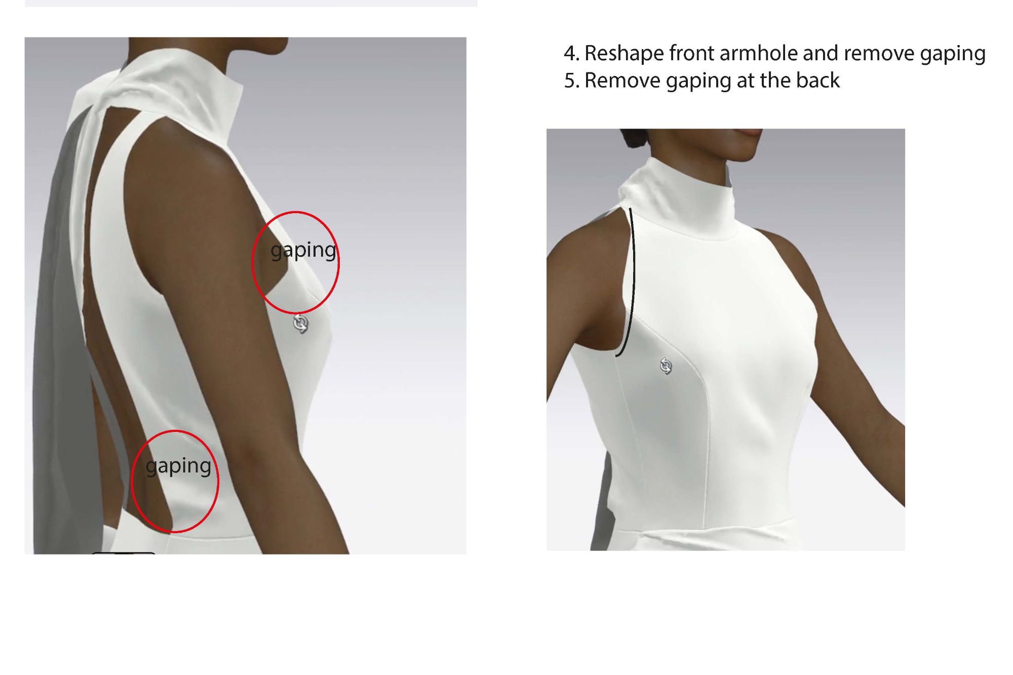 Screenshot of a white 3D toile in CLO 3D
