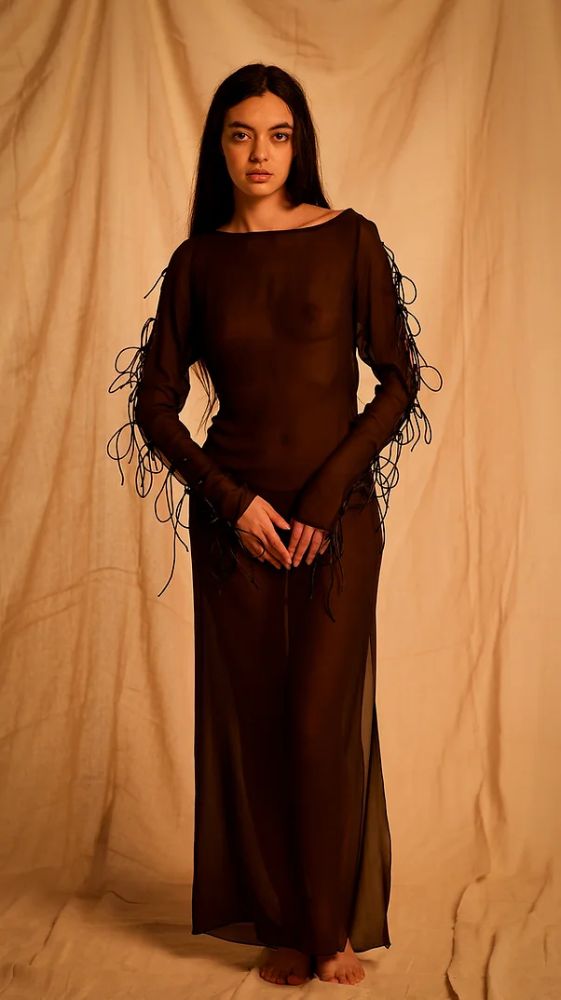 Sheer maxi dress, front